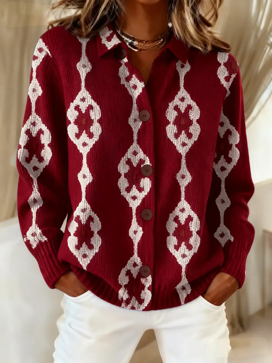 Women's Vintage Abstract Geometry Art Print Casual Sweater
