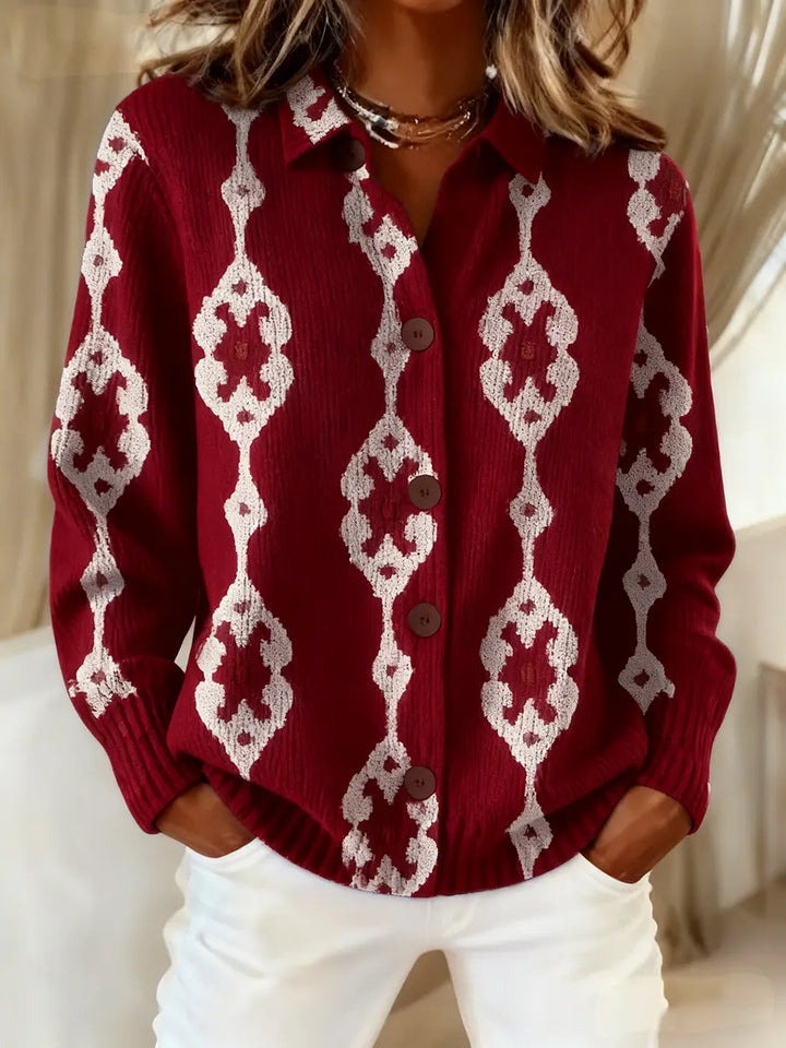 Women's Vintage Abstract Geometry Art Print Casual Sweater