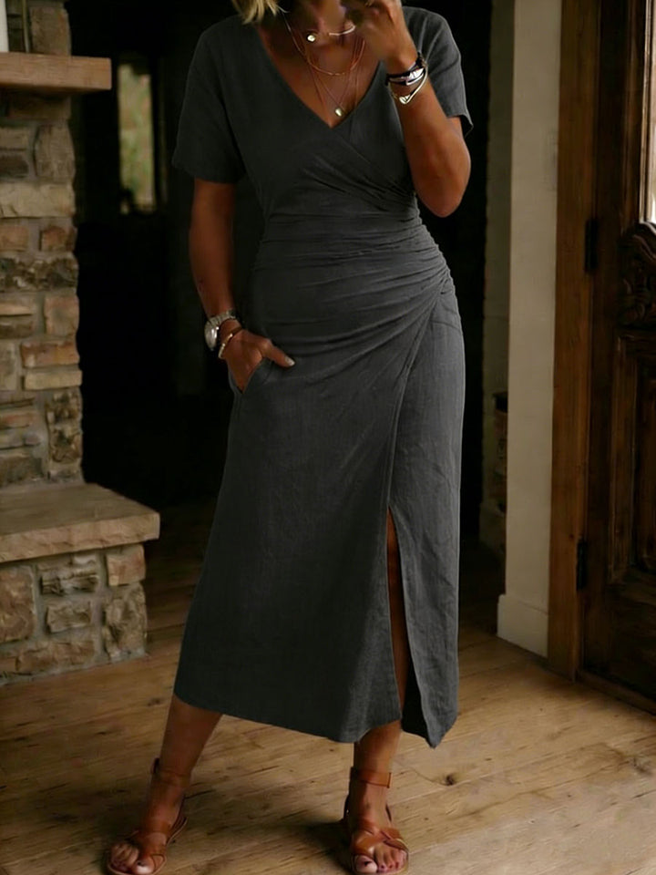 Casual Loose-fitting Trim Ease Short-sleeved Dress