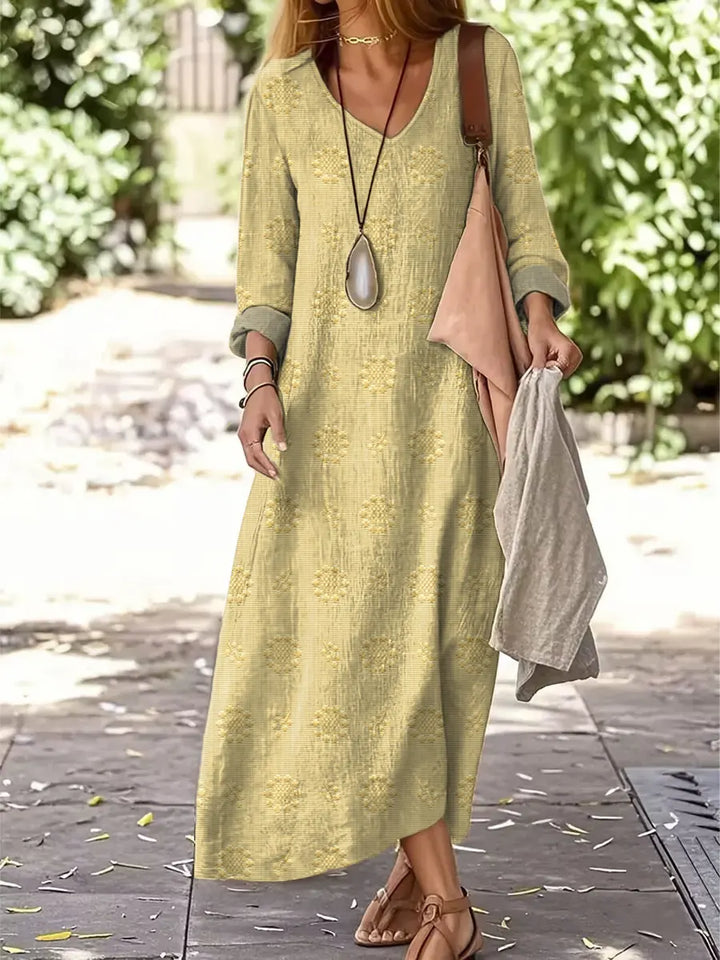 Women's Vintage Floral Pattern Art Print Casual Dress