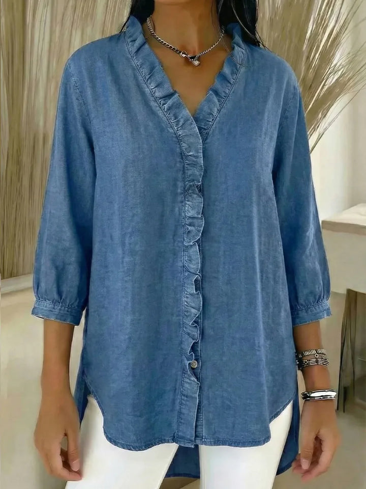 Elira | Blouse – Denim Ruffle Fit