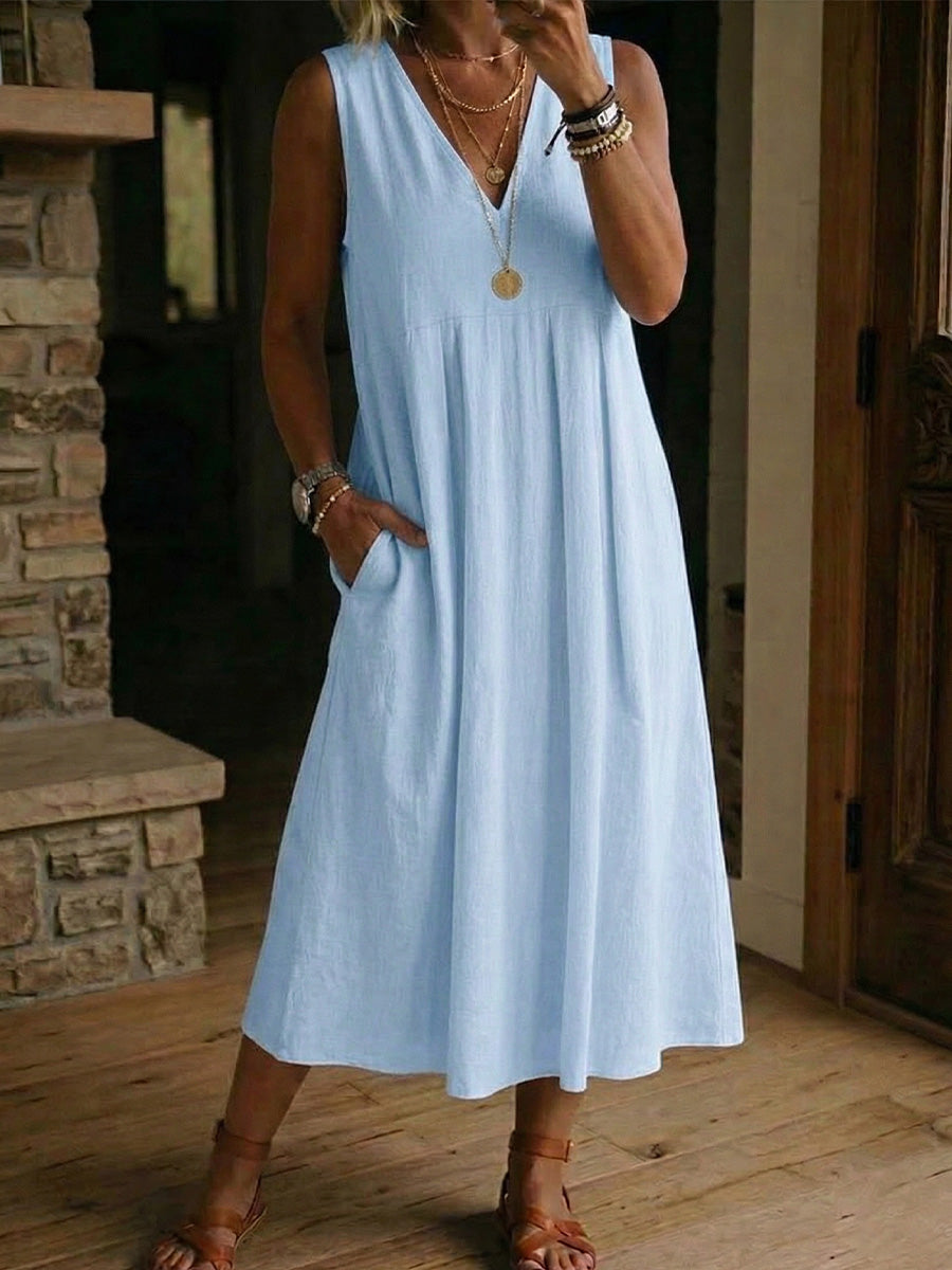 Women's V-neck Sleeveless Dress