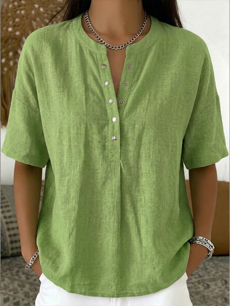Casual Henley Collar Drift Short-sleeve Shirt