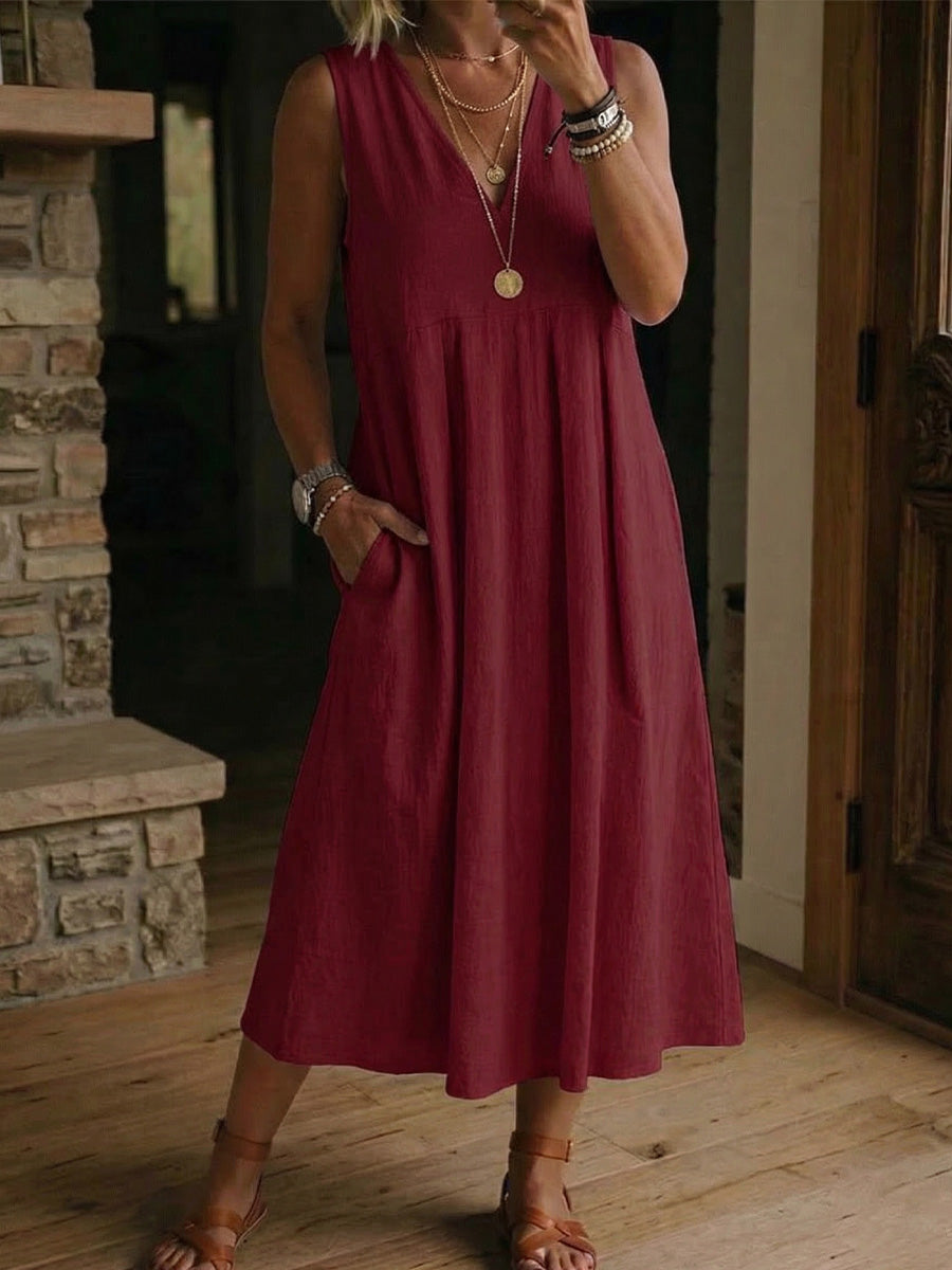 Women's V-neck Sleeveless Dress