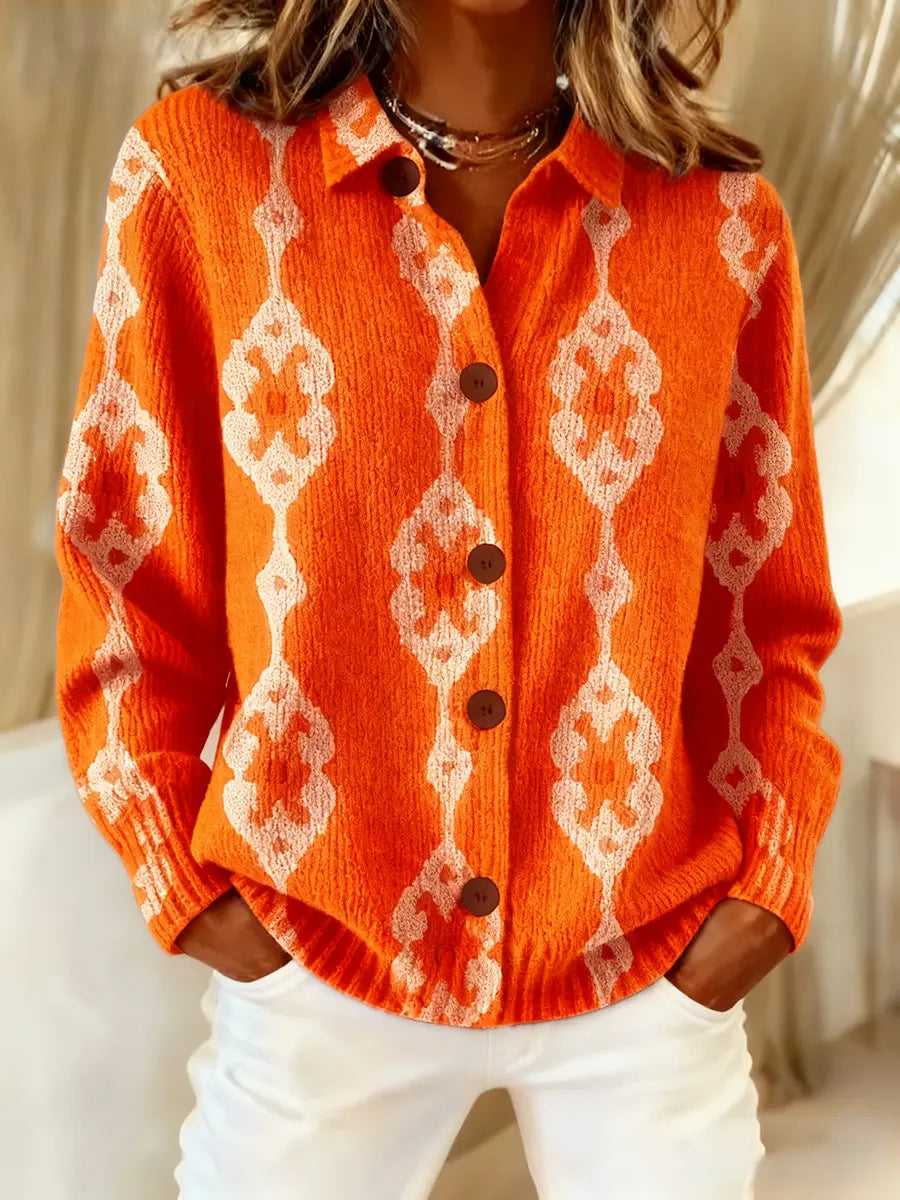Women's Vintage Abstract Geometry Art Print Casual Sweater