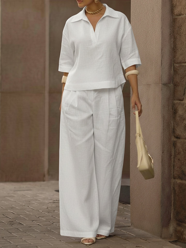 Women's Casual Breeze Shirt And Wide-leg Pants Two-piece Set