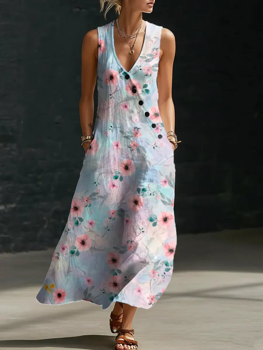 Women's Floral Pattern Art Print Casual Breeze Dress