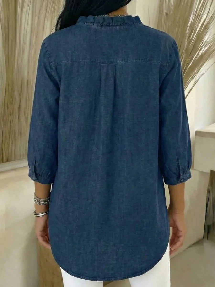 Elira | Blouse – Denim Ruffle Fit