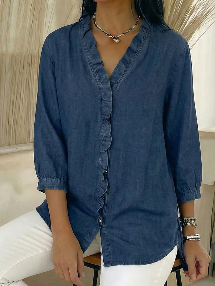 Elira | Blouse – Denim Ruffle Fit