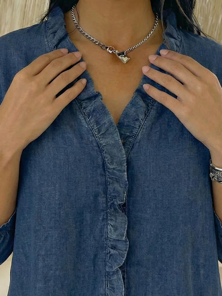 Elira | Blouse – Denim Ruffle Fit