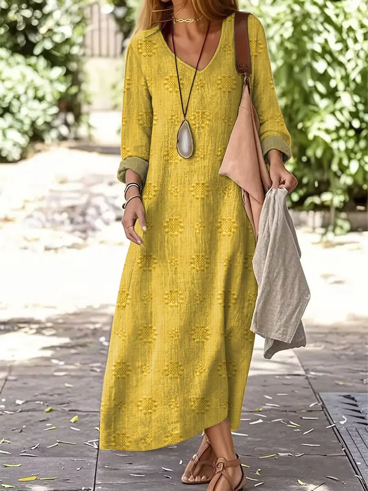Women's Vintage Floral Pattern Art Print Casual Dress
