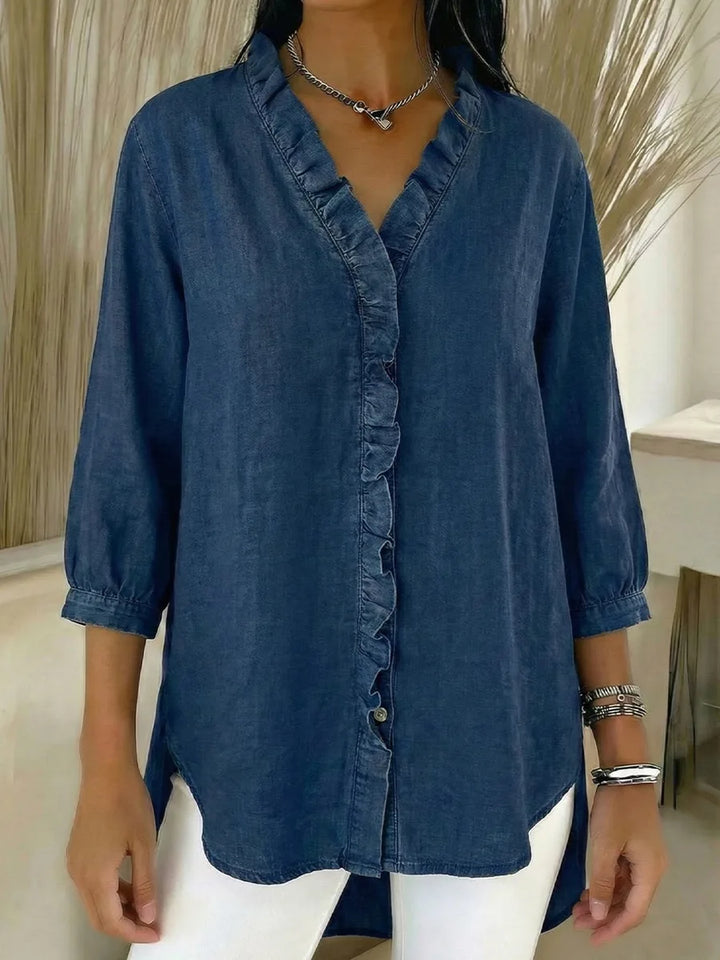 Elira | Blouse – Denim Ruffle Fit