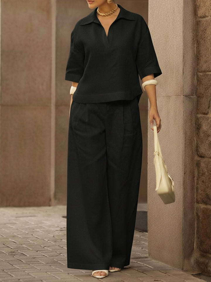 Women's Casual Breeze Shirt And Wide-leg Pants Two-piece Set