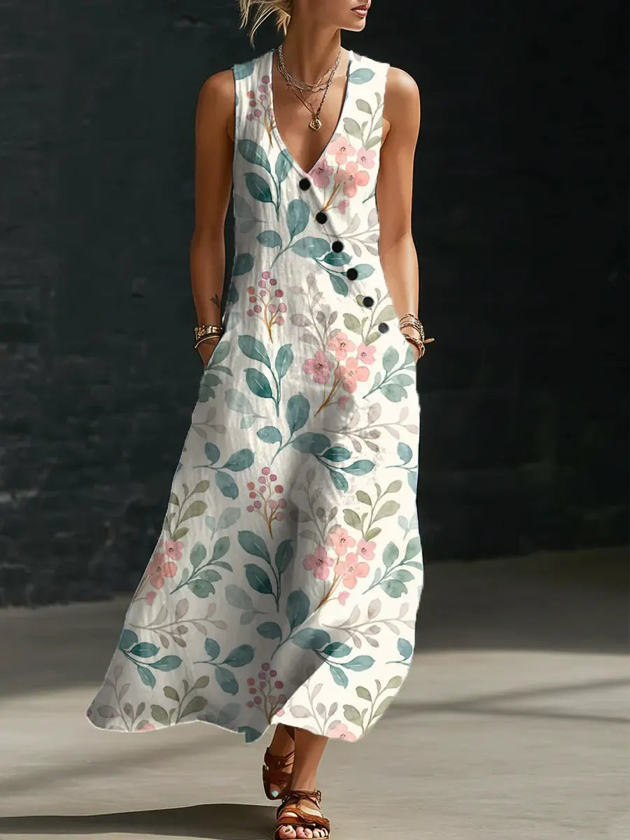 Women's Floral Pattern Art Print Casual Breeze Dress