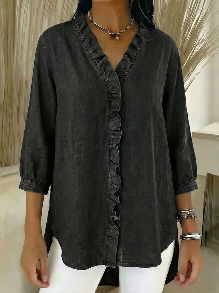 Elira | Blouse – Denim Ruffle Fit