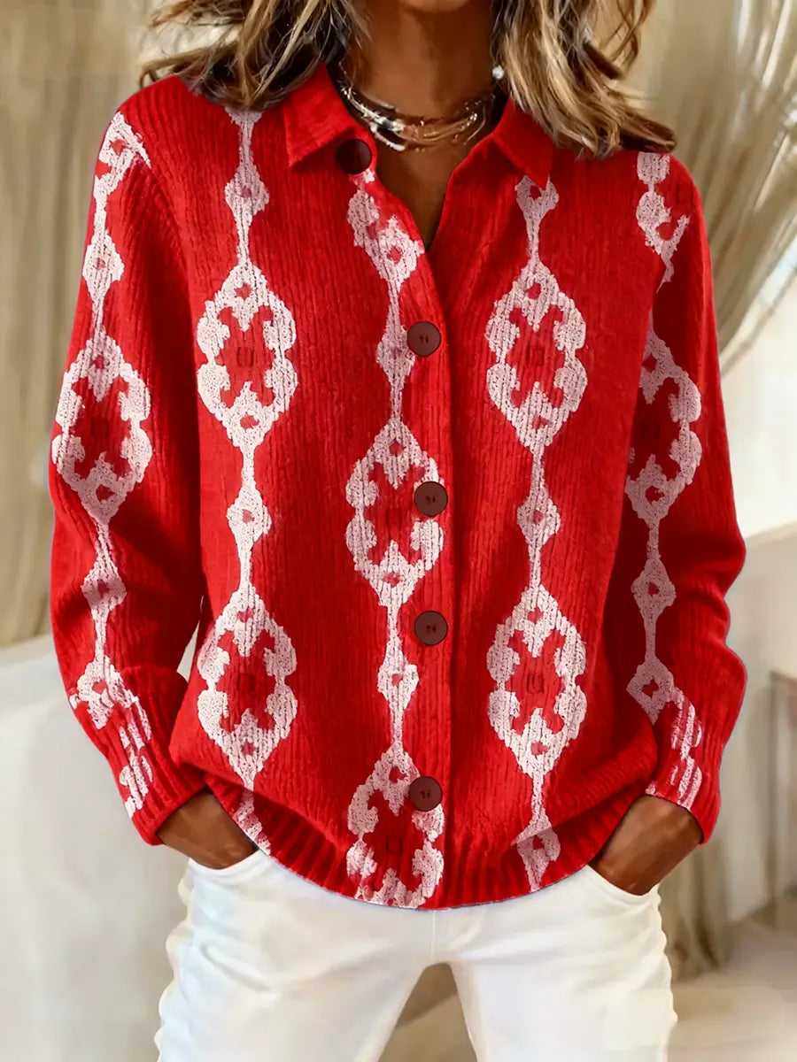 Women's Vintage Abstract Geometry Art Print Casual Sweater