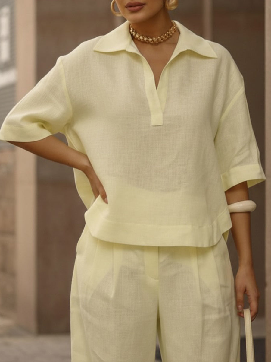Women's Casual Breeze Shirt And Wide-leg Pants Two-piece Set