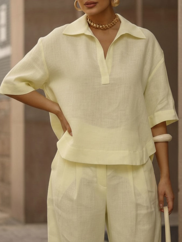 Women's Casual Breeze Shirt And Wide-leg Pants Two-piece Set