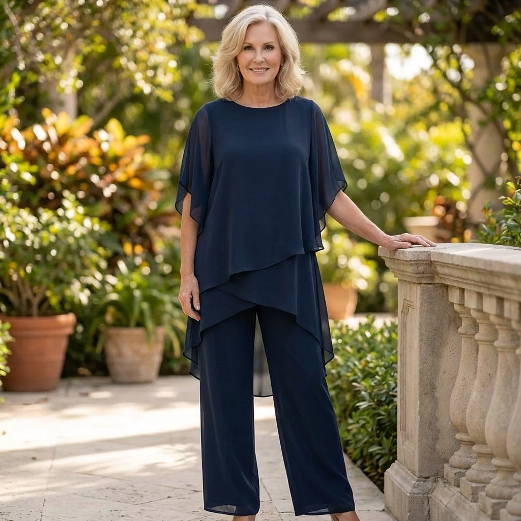Coastal Grace — Draped Top Palazzo Set
