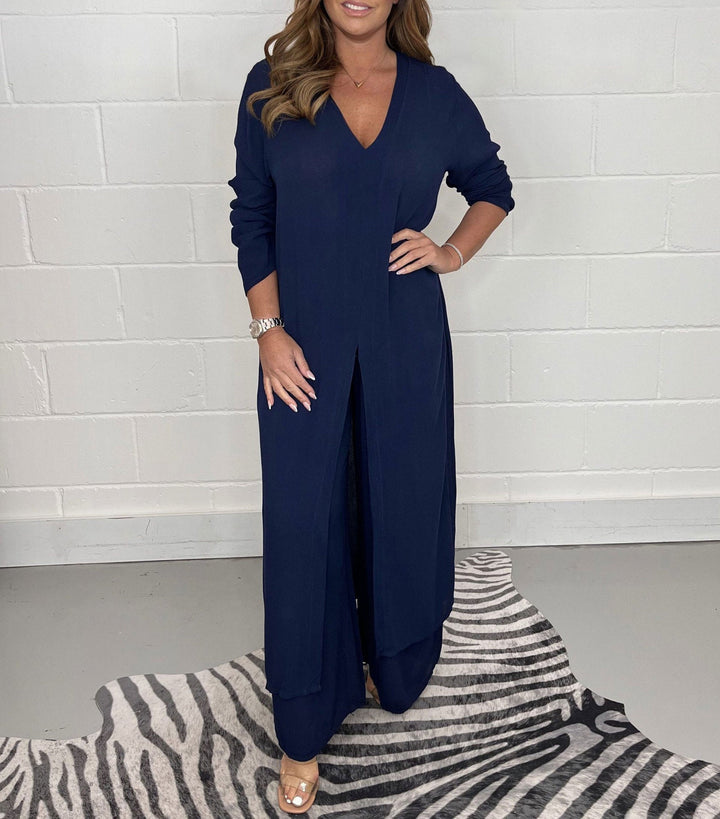 Coastal Ease — Breezy Blouse & Trouser Set