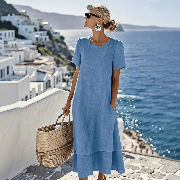Solaine — Effortless Double-Layer Midi Dress