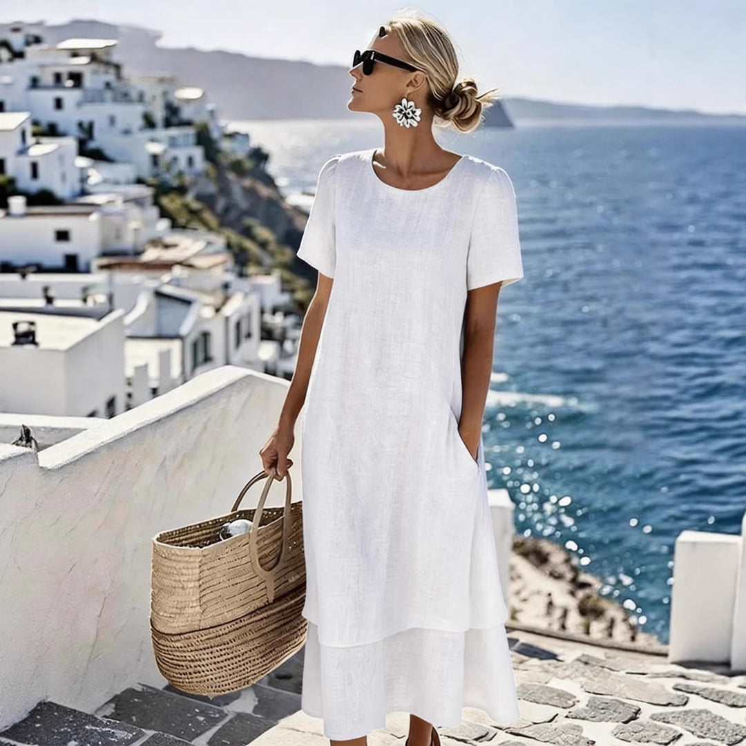 Solaine — Effortless Double-Layer Midi Dress