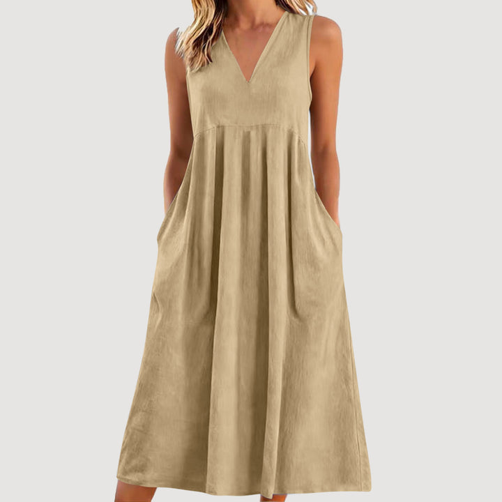 Sienna | V-Neck Casual Dress – Relaxed Flow Fit