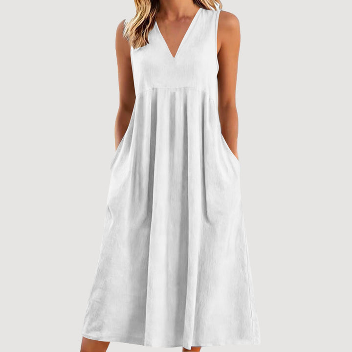Sienna | V-Neck Casual Dress – Relaxed Flow Fit