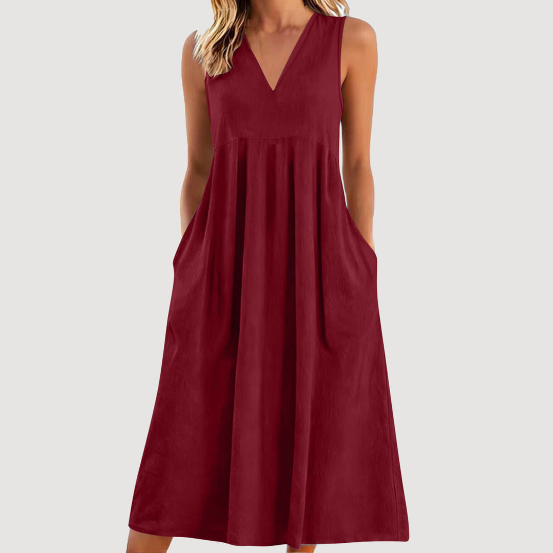 Sienna | V-Neck Casual Dress – Relaxed Flow Fit