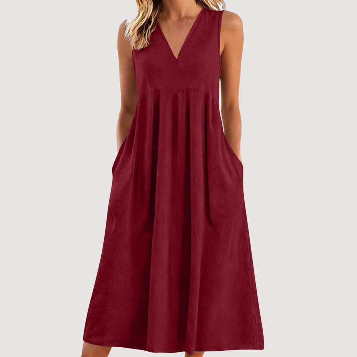 Sienna | V-Neck Casual Dress – Relaxed Flow Fit