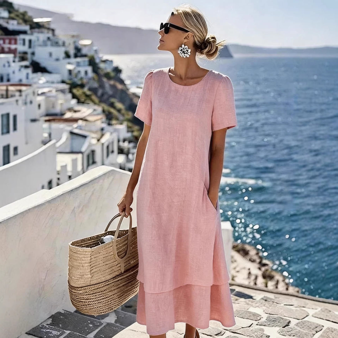 Solaine — Effortless Double-Layer Midi Dress