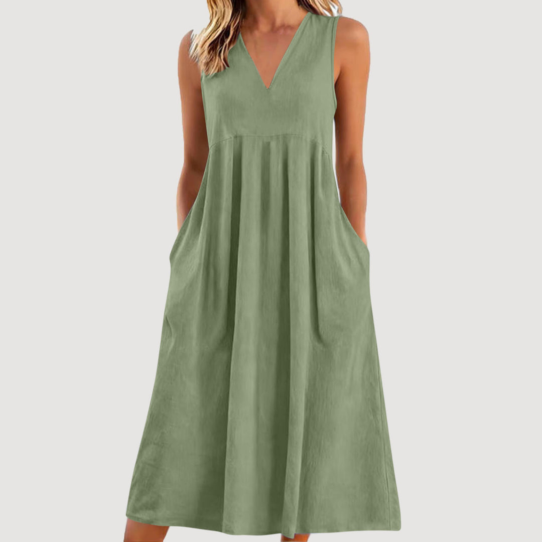 Sienna | V-Neck Casual Dress – Relaxed Flow Fit
