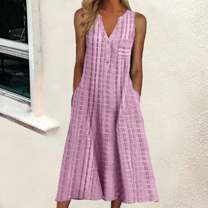 Noelle | Textured Casual Dress – Relaxed Button Fit