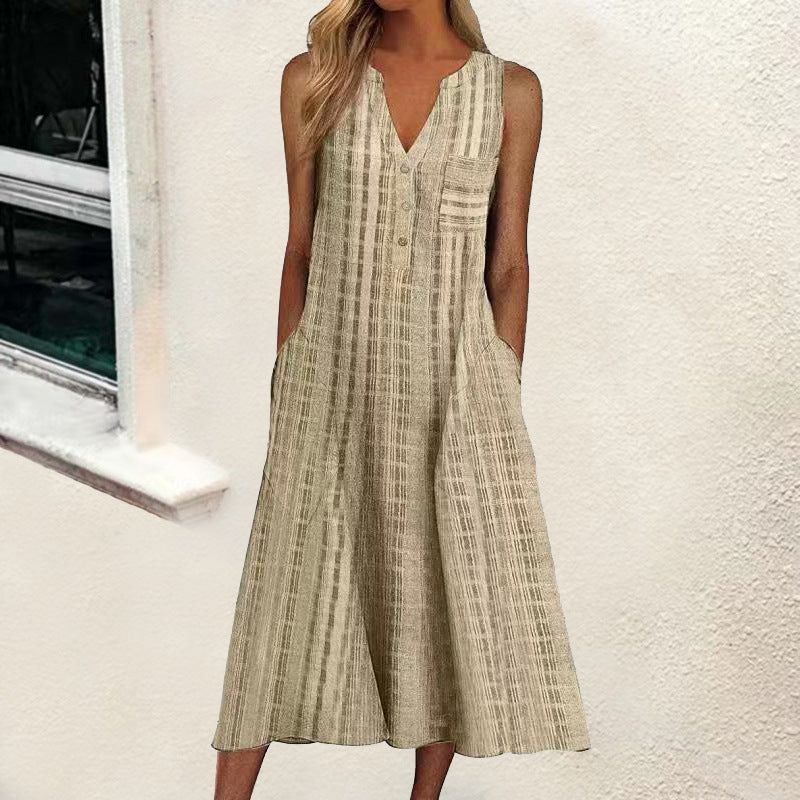 Noelle | Textured Casual Dress – Relaxed Button Fit