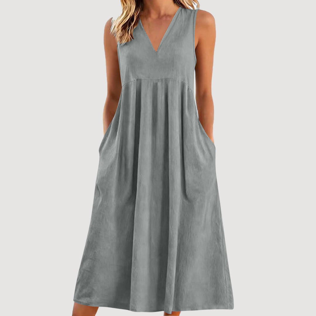 Sienna | V-Neck Casual Dress – Relaxed Flow Fit