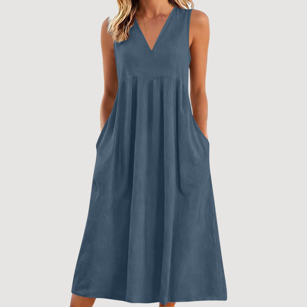 Sienna | V-Neck Casual Dress – Relaxed Flow Fit