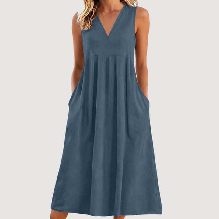 Sienna | V-Neck Casual Dress – Relaxed Flow Fit
