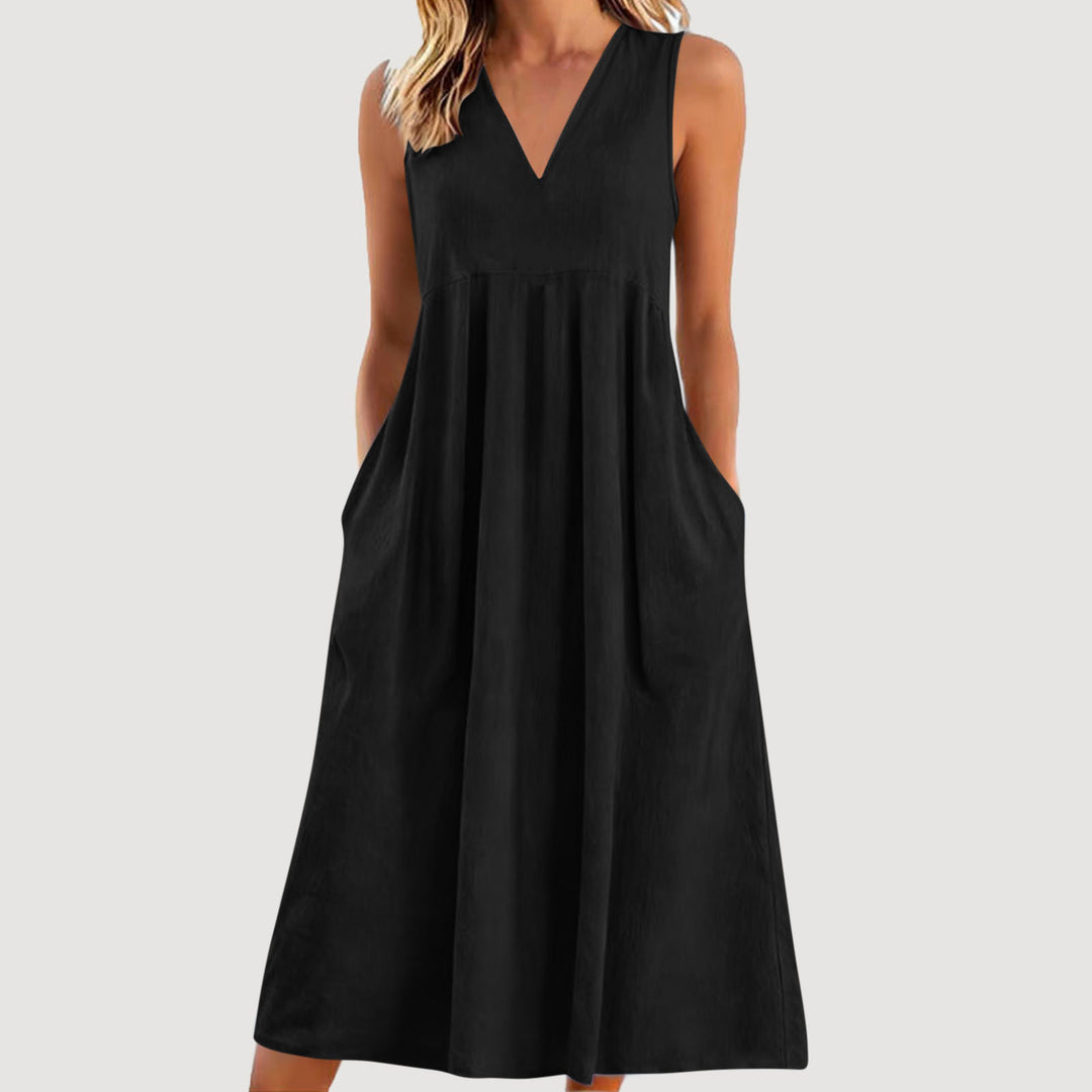 Sienna | V-Neck Casual Dress – Relaxed Flow Fit