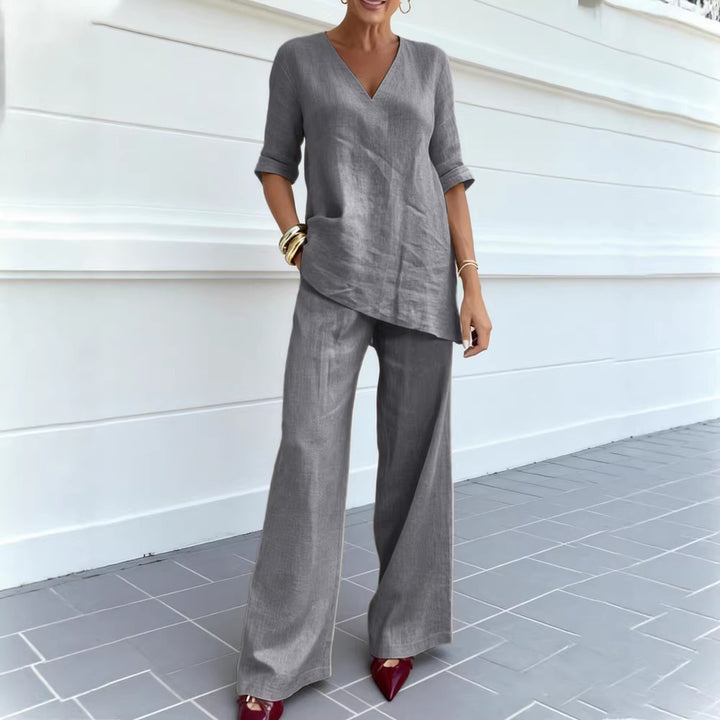 Tyvaine — Easy Flow V-Neck Blouse & Pants Set