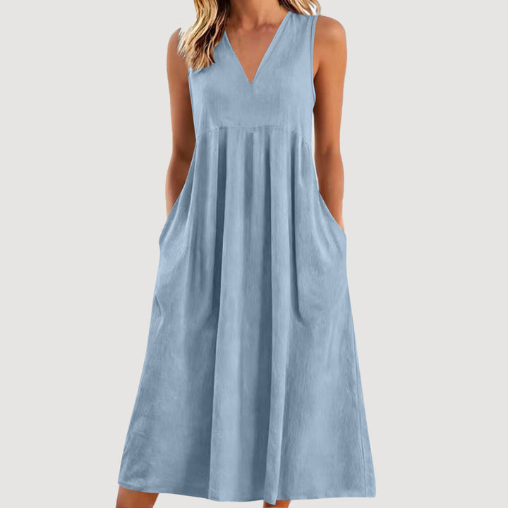 Sienna | V-Neck Casual Dress – Relaxed Flow Fit