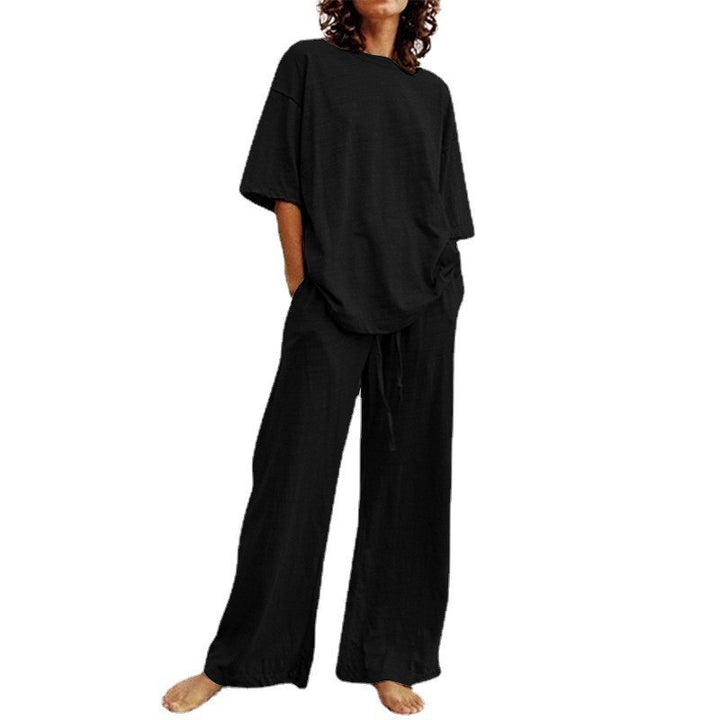 Breezy Days — Relaxed Short-Sleeve Top & Wide-Leg Pants Set