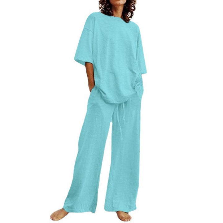 Breezy Days — Relaxed Short-Sleeve Top & Wide-Leg Pants Set
