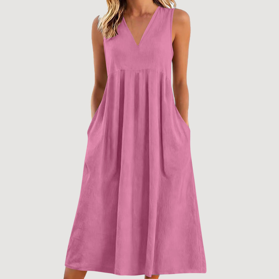 Sienna | V-Neck Casual Dress – Relaxed Flow Fit