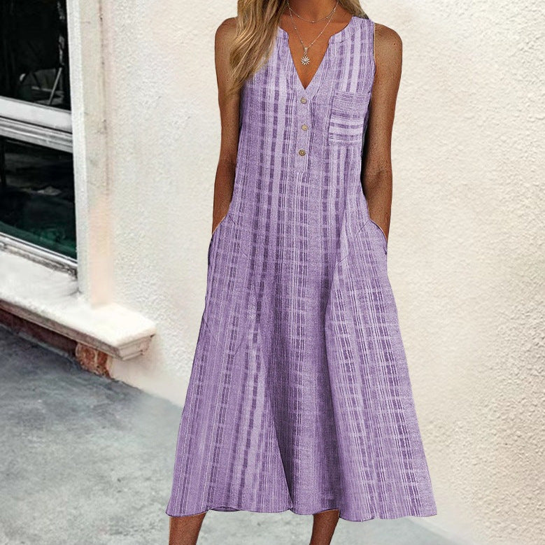 Noelle | Textured Casual Dress – Relaxed Button Fit