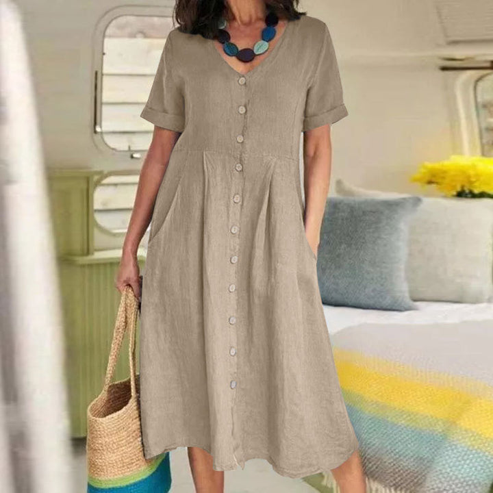 Ease Grace | Effortless High-Waist Midi Dress