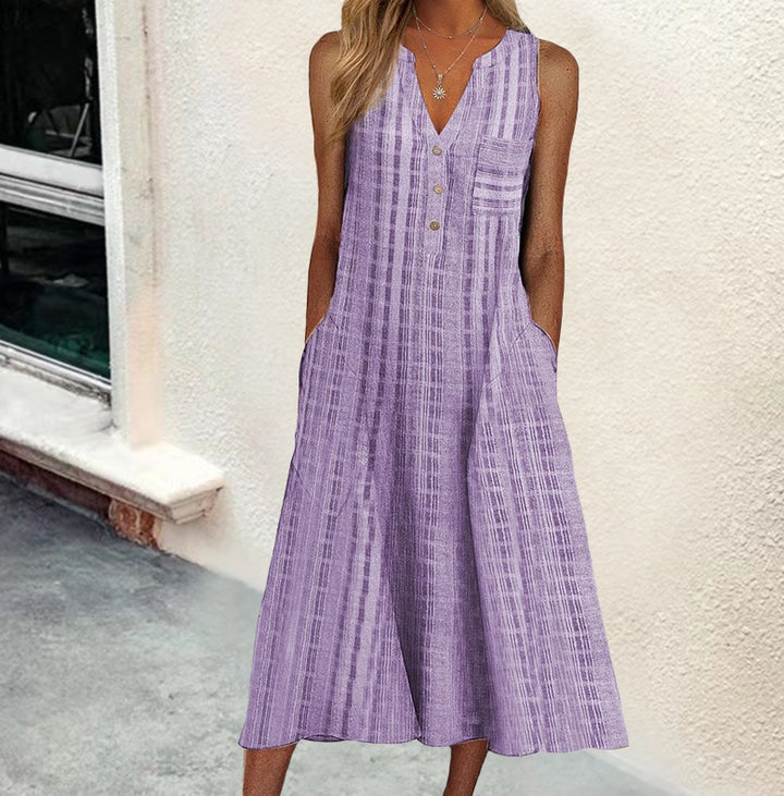Noelle | Textured Casual Dress – Relaxed Button Fit