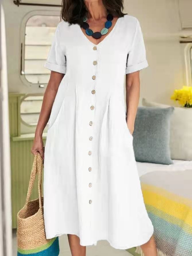 Ease Grace | Effortless High-Waist Midi Dress