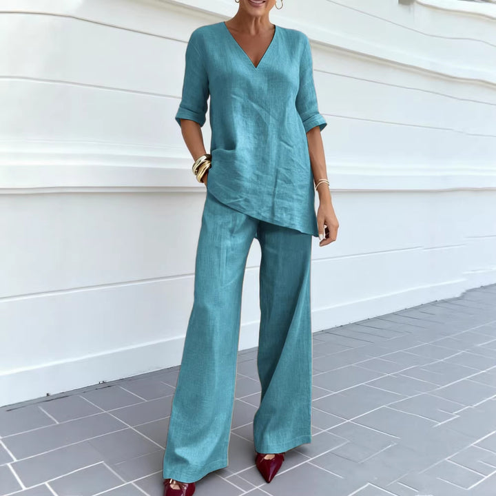 Tyvaine — Easy Flow V-Neck Blouse & Pants Set
