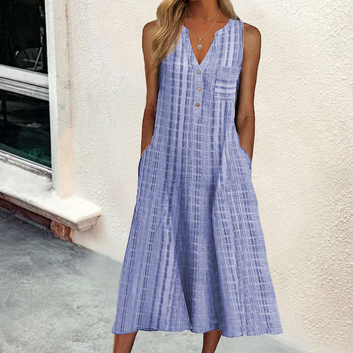 Noelle | Textured Casual Dress – Relaxed Button Fit