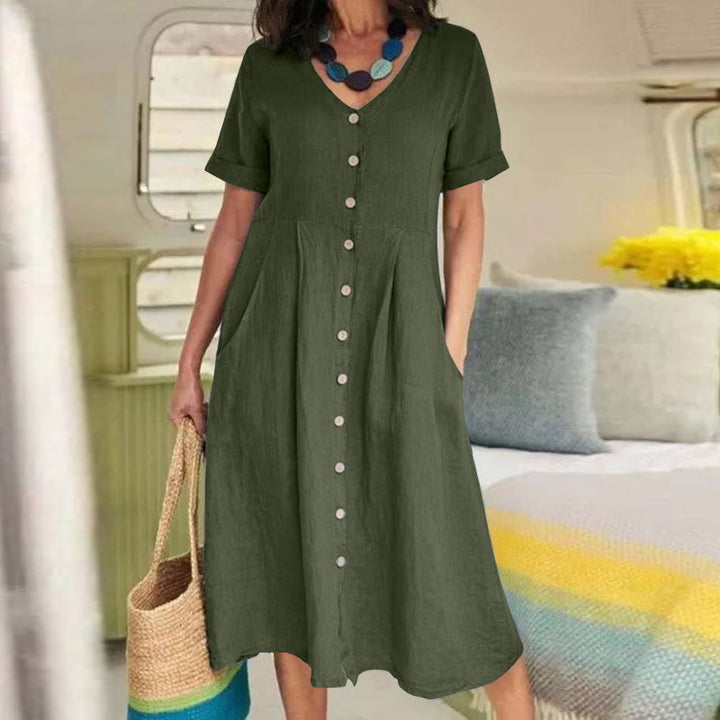 Ease Grace | Effortless High-Waist Midi Dress